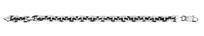 Silver 7.7mm Men's Gunmetal Anchor Chain  Necklace -White | Lobster