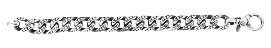 Silver 13.5mm Men's Gunmetal Open Miami Cuban Dot Bracelet  -White | Pear Shaped Lobster