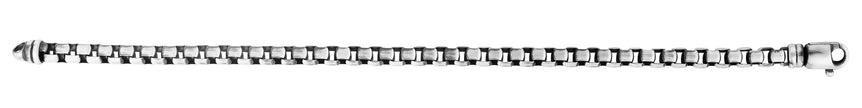 Silver 5mm Men's Gunmetal Round Box Necklace-Black/Gunmetal | Lobster