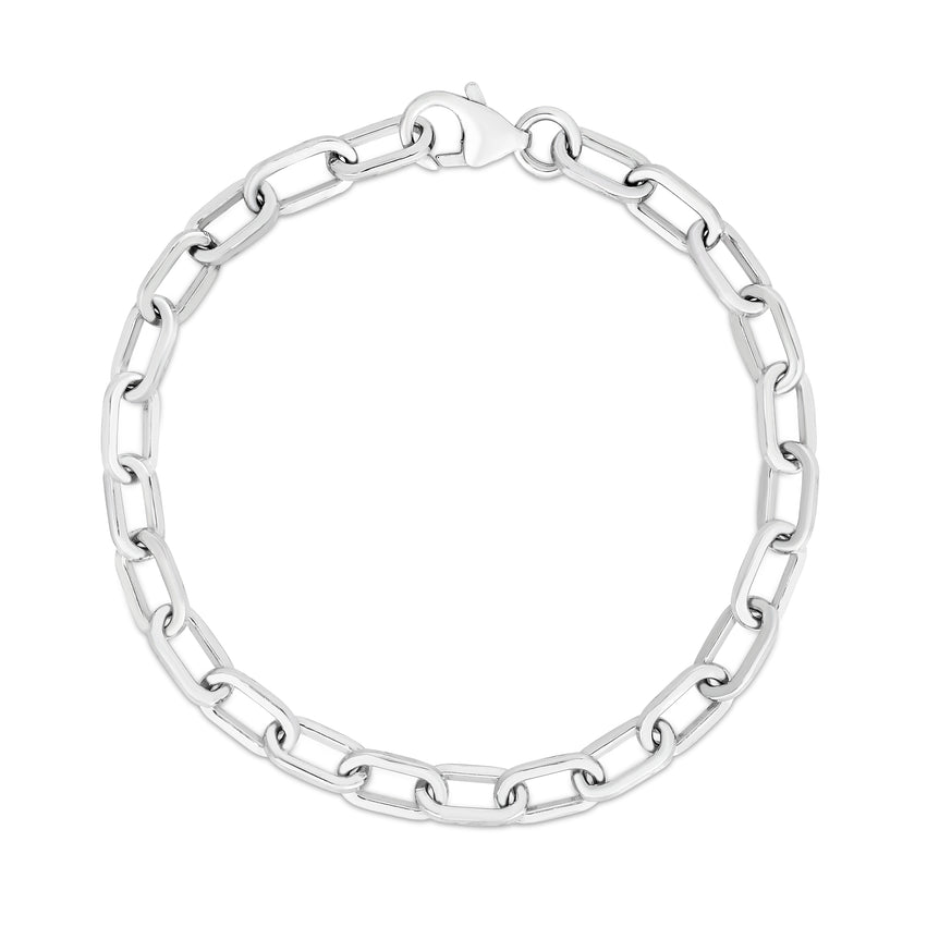 Silver Paperclip Chain Necklace-White | Pear Shaped Lobster