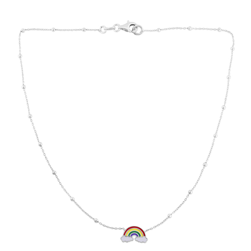 Silver Enamel Rainbow Necklace-White | Pear Shaped Lobster