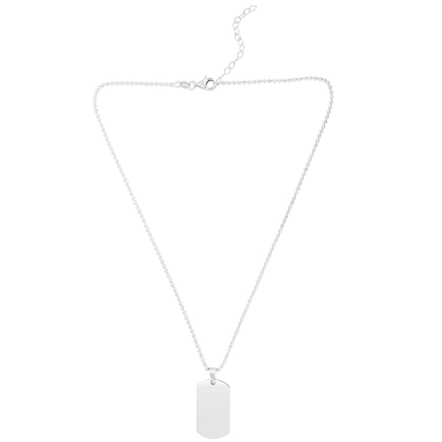 Silver Rectangular Tag Necklace-White | Pear Shaped Lobster