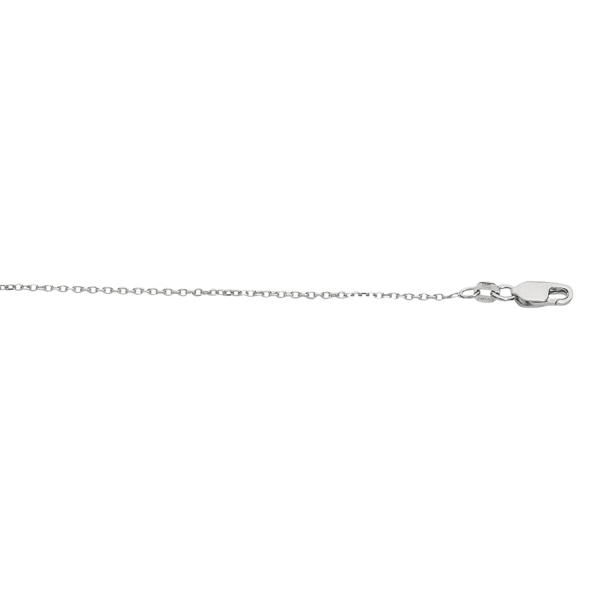 Silver 1.1mm Diamond Cut Cable Chain -White | Lobster
