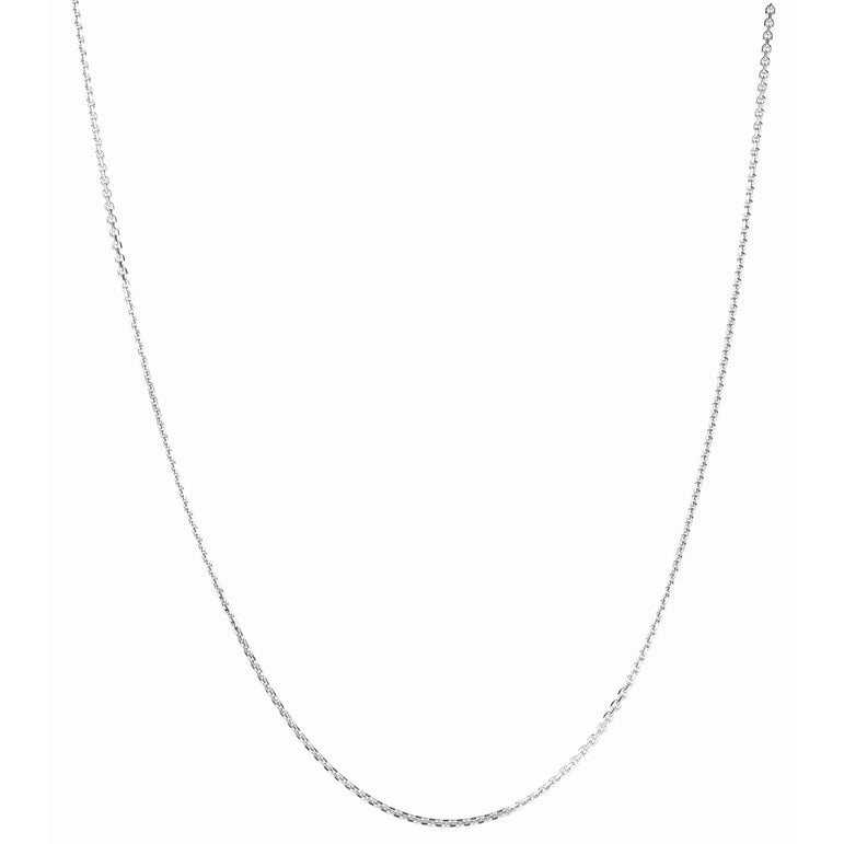 Silver 1.4mm Diamond Cut Cable Chain -White | Lobster