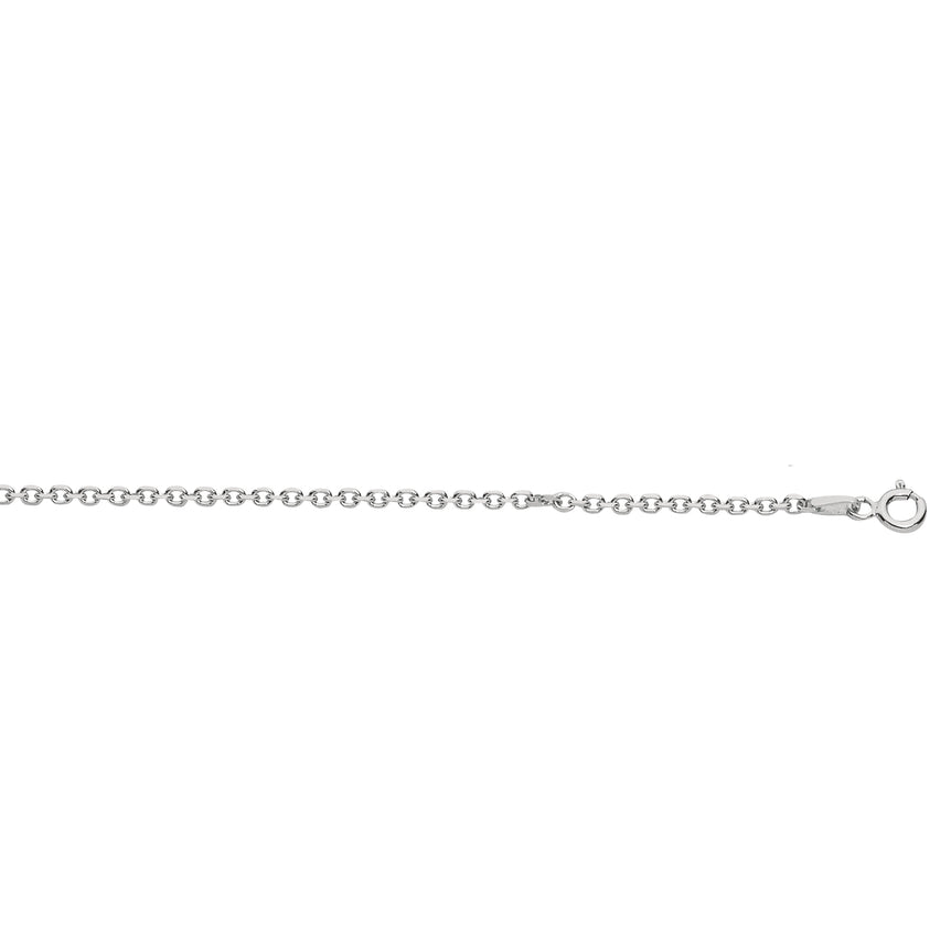 Silver 2.2mm Diamond Cut Cable Chain-White | Lobster