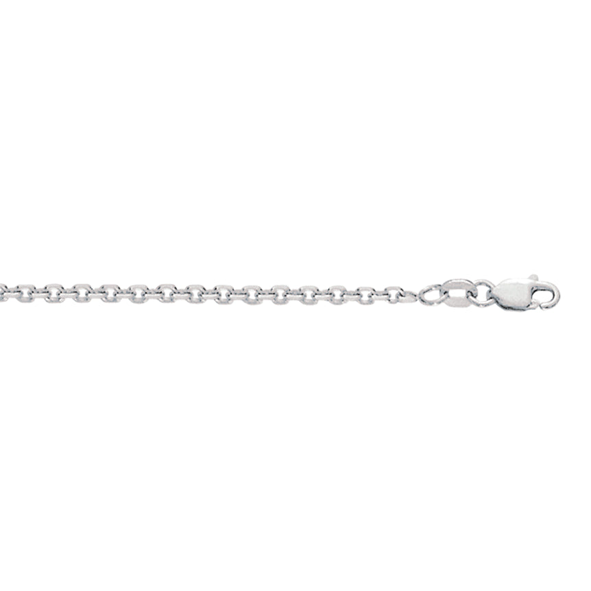 Silver 2.75mm Diamond Cut Cable Chain -White | Lobster
