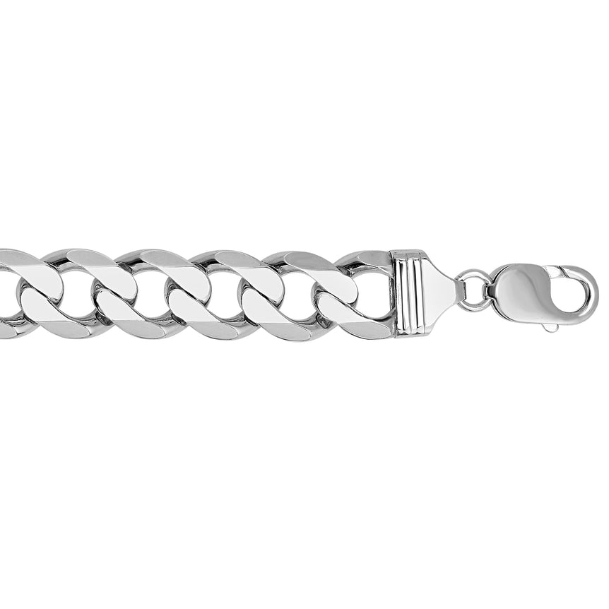 Silver 13.6mm Comfort Curb Chain -White | Lobster