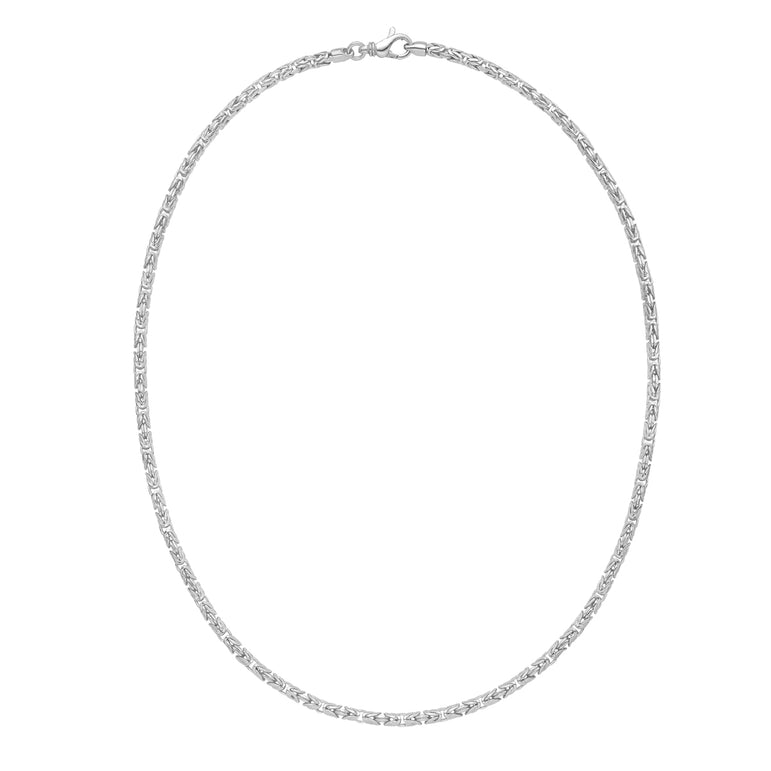 Silver 3.2mm Solid Round Byzantine Chain-White | Lobster