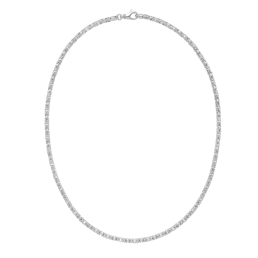 Silver 3.2mm Solid Round Byzantine Chain-White | Lobster