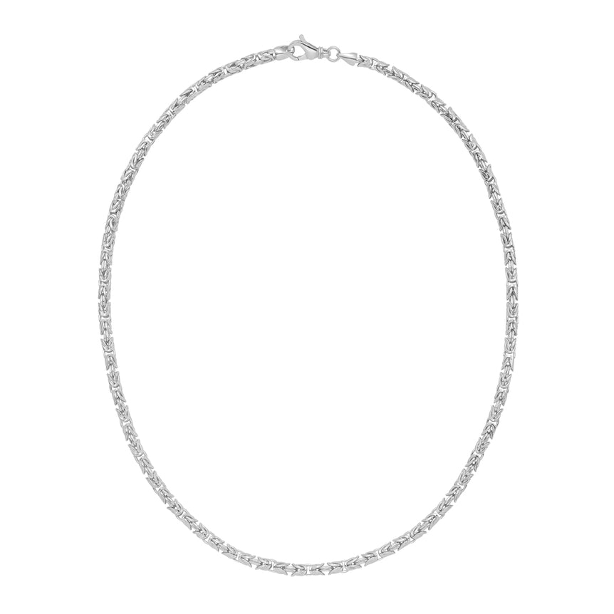 Silver 4.1mm Solid Round Byzantine Chain-White | Lobster
