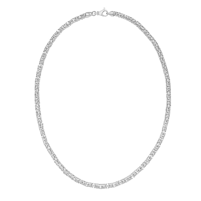 Silver 4.6mm Solid Round Byzantine Chain-White | Lobster