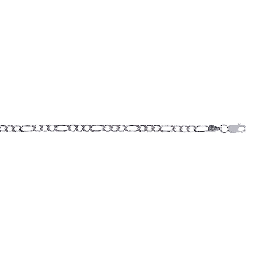 Silver 3mm Figaro Chain -White | Lobster