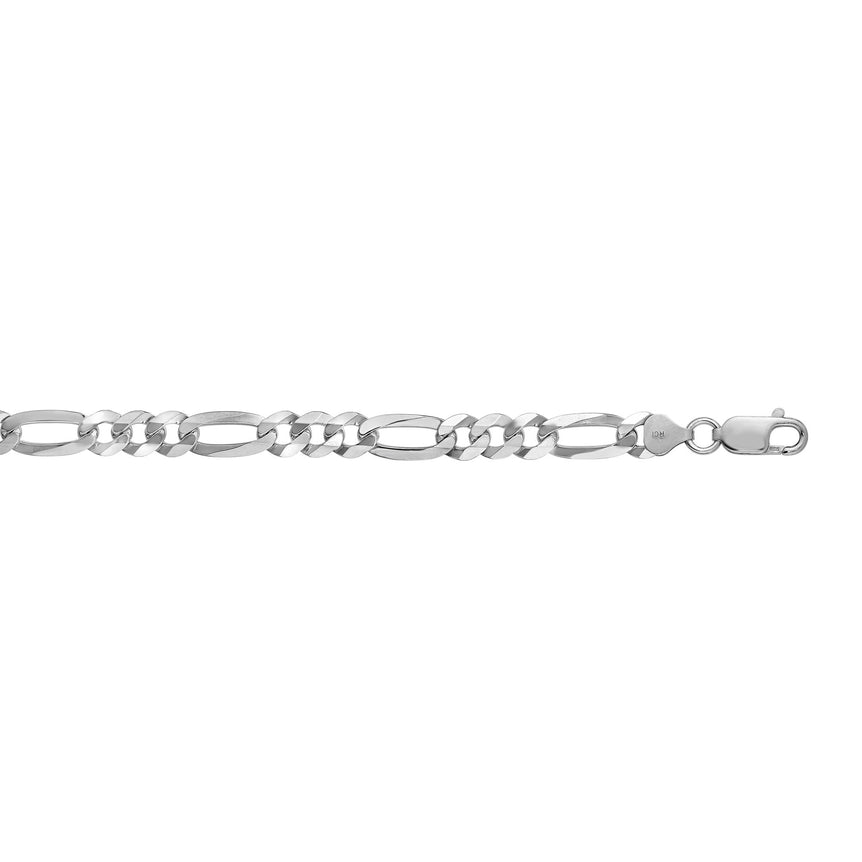 Silver 7.8mm Figaro Chain -White | Lobster