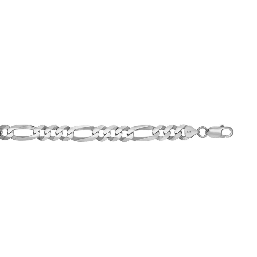 Silver 8.8mm Figaro Chain-White | Lobster