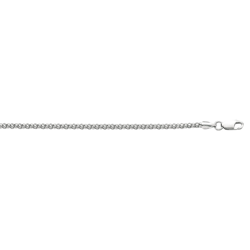 Silver 2.5mm Popcorn Chain -White | Lobster