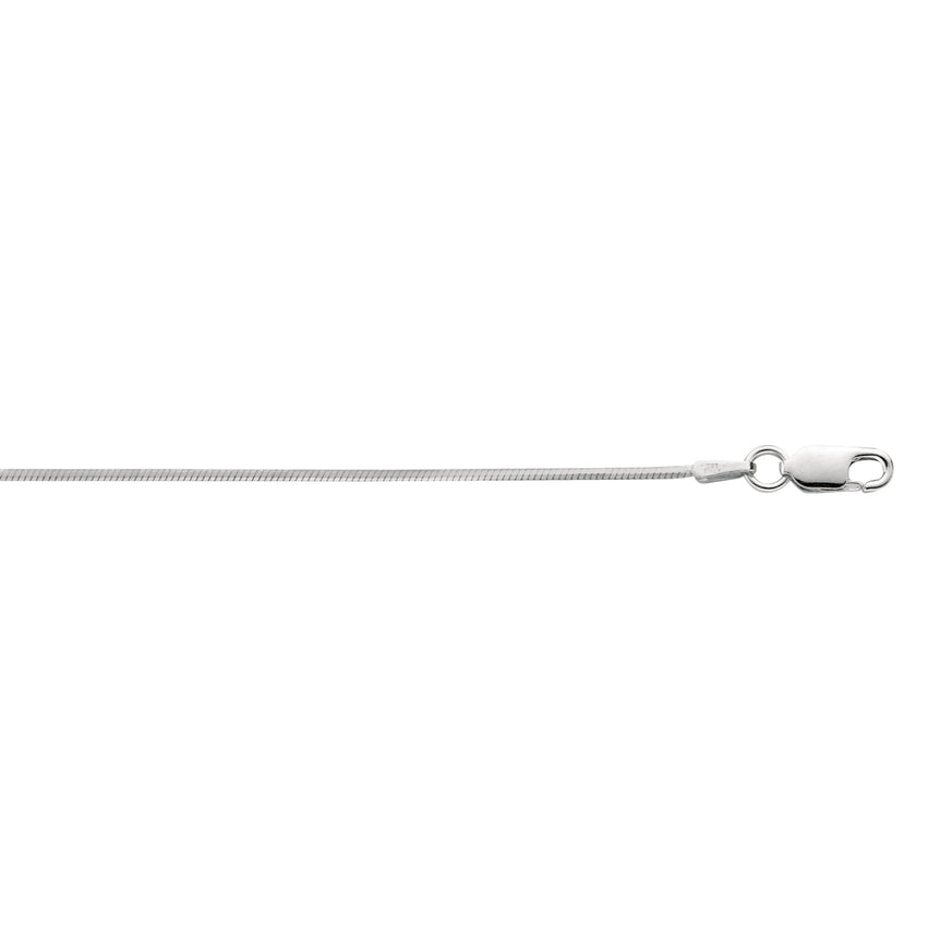 Silver 1.2mm Octogonal Snake Chain -White | Lobster