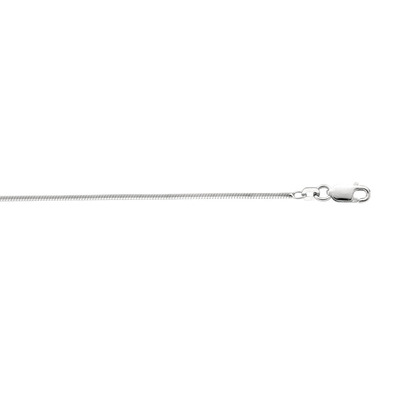 Silver 1.3mm Octogonal Snake Chain -White | Lobster