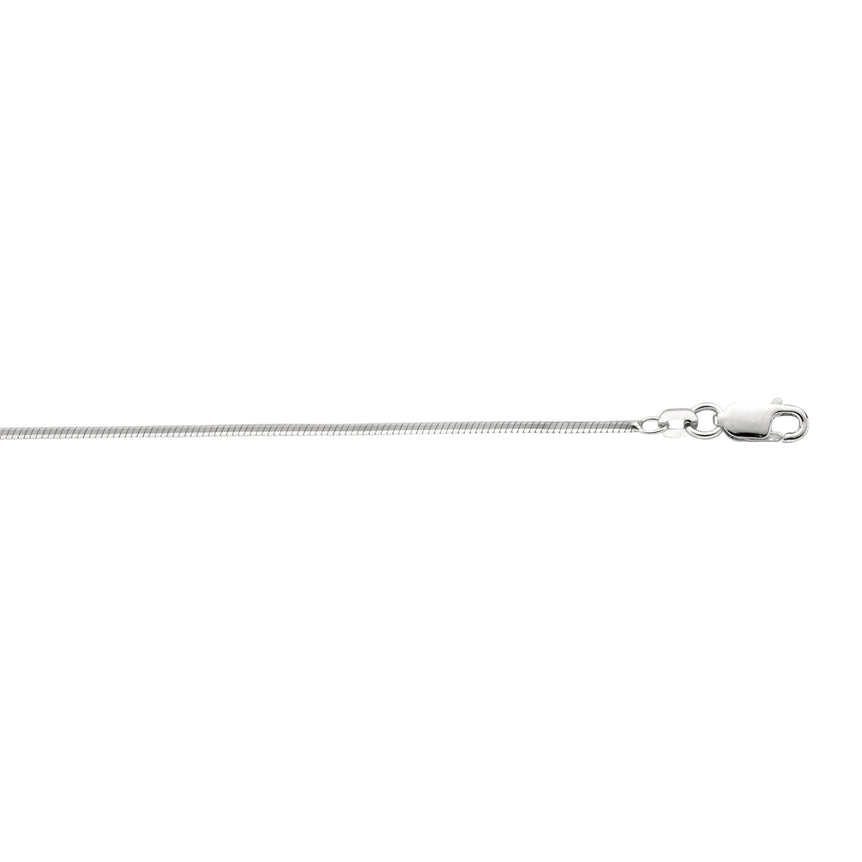 Silver 1.3mm Octogonal Snake Chain -White | Lobster