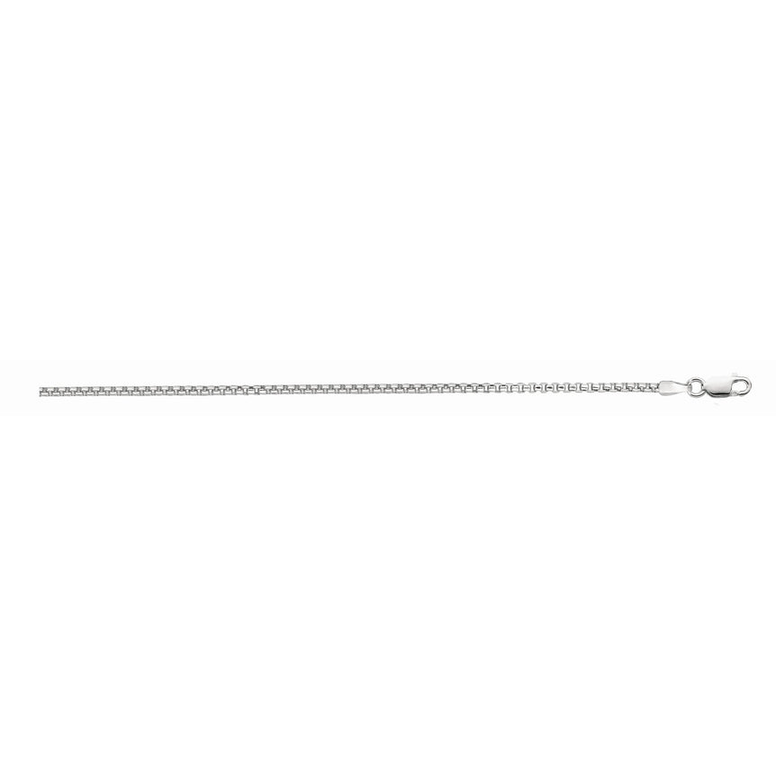 Silver 1.3mm Round Box Chain -White | Lobster