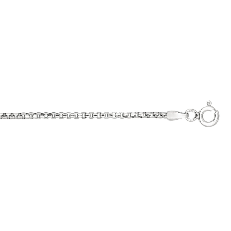 Silver 1.1mm Round Box Chain -White | Lobster