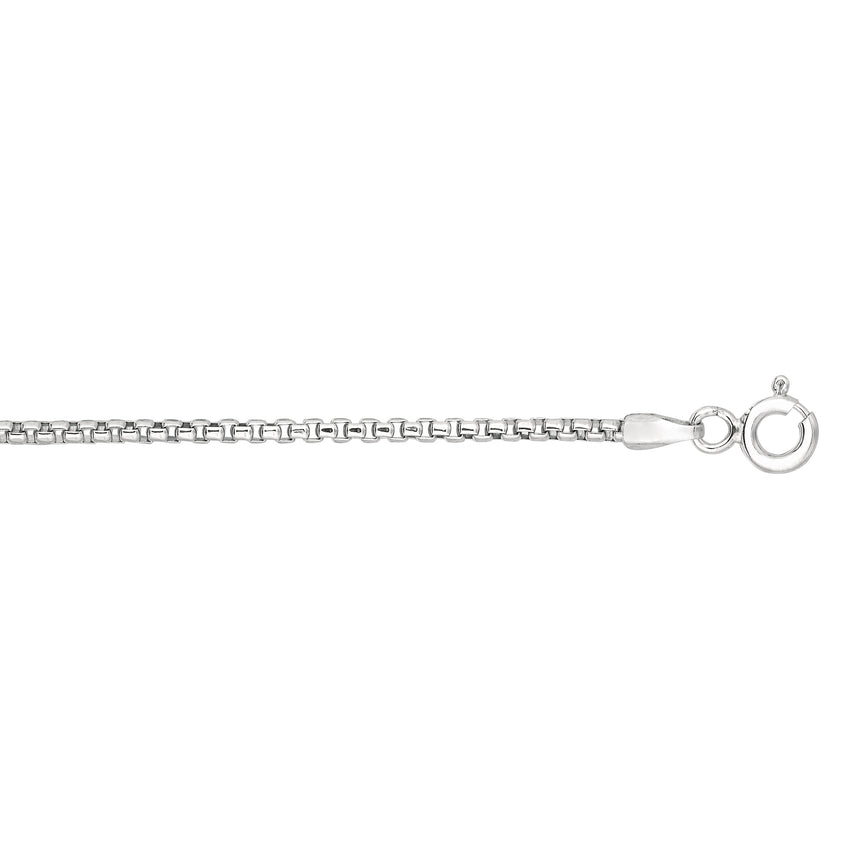 Silver 1.1mm Round Box Chain -White | Lobster