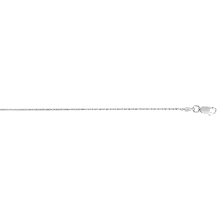 Silver 1.1mm Diamond Cut Wheat Chain -White | Lobster