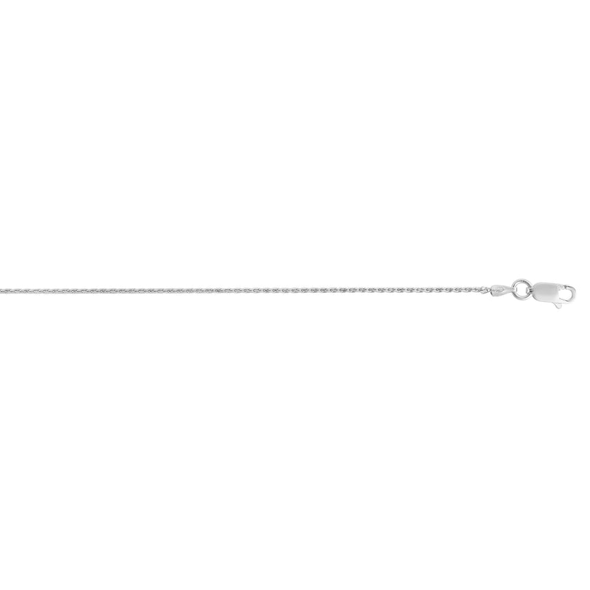 Silver 1.1mm Diamond Cut Wheat Chain -White | Lobster