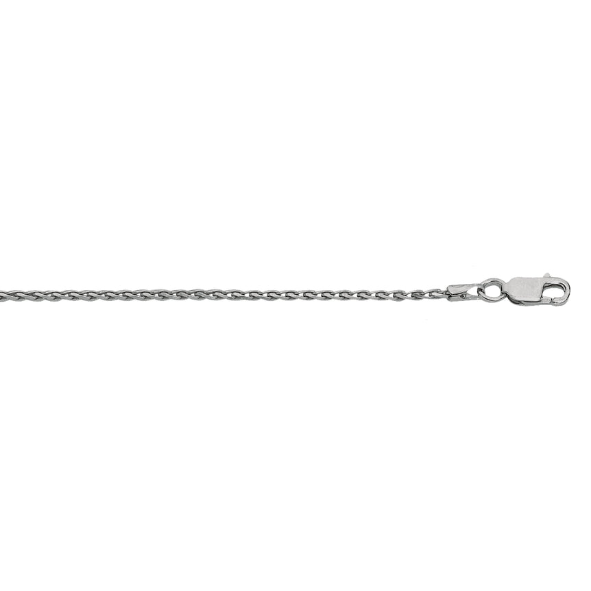 Silver 1.5mm Diamond Cut Wheat Chain -White | Lobster