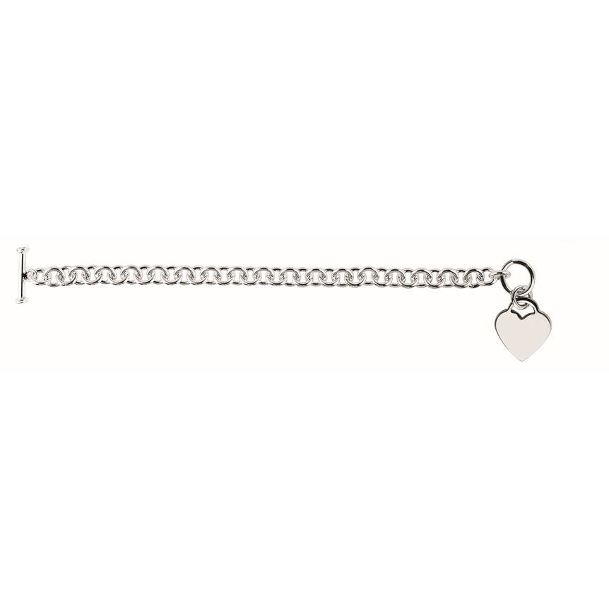 Silver Medium Heart Toggle-White | Toggle
