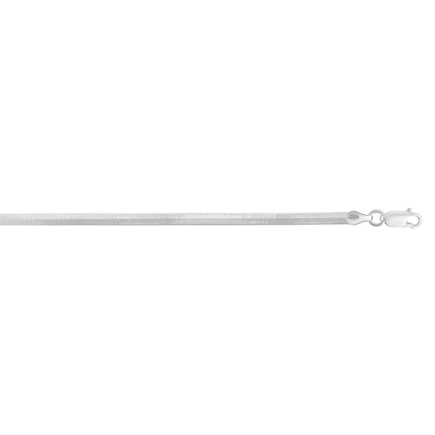 Silver 3.3mm Herringbone Chain -White | Lobster