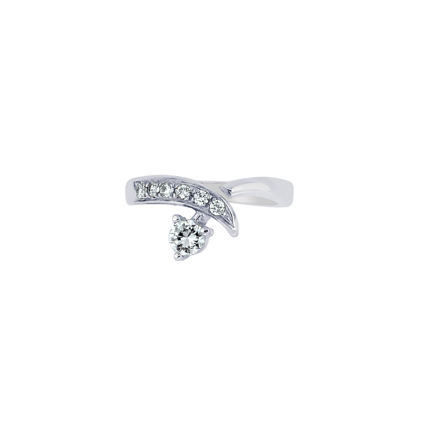 Silver CZ Toe Ring-White