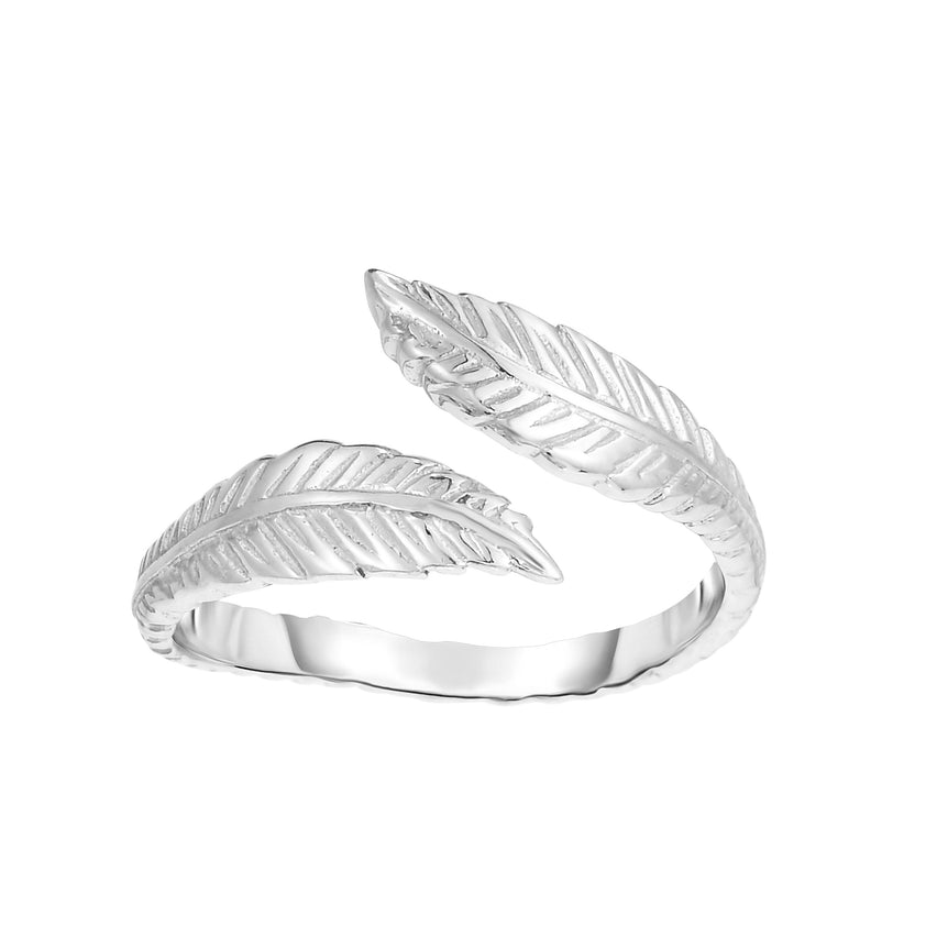 Silver Polished Leaf Bypass Toe Ring-White