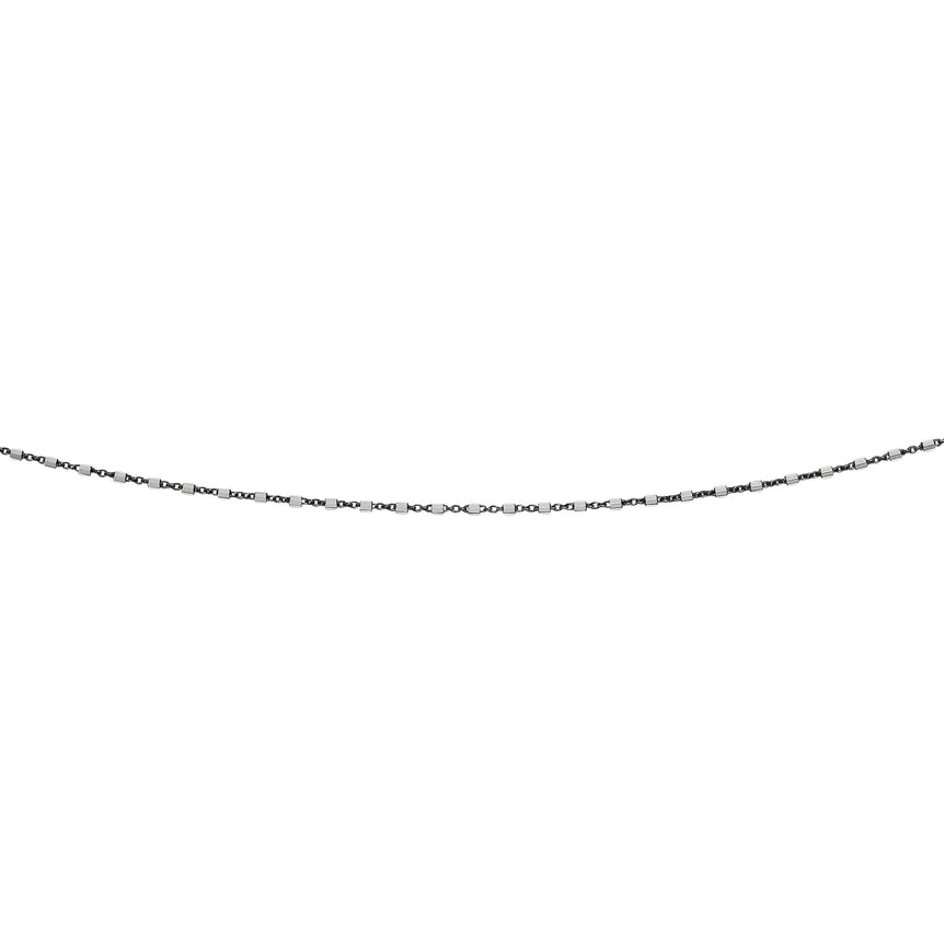 Silver Bead and Bar Anklet-Two-tone | Lobster