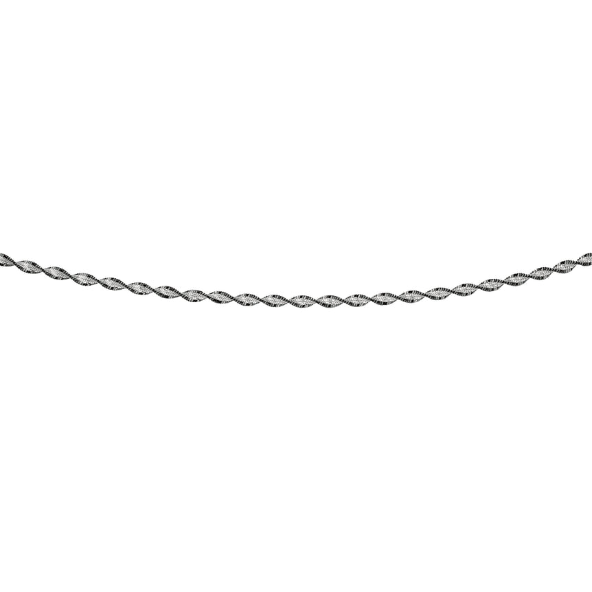 Silver Twisted Black & White Anklet-Two-tone | Lobster