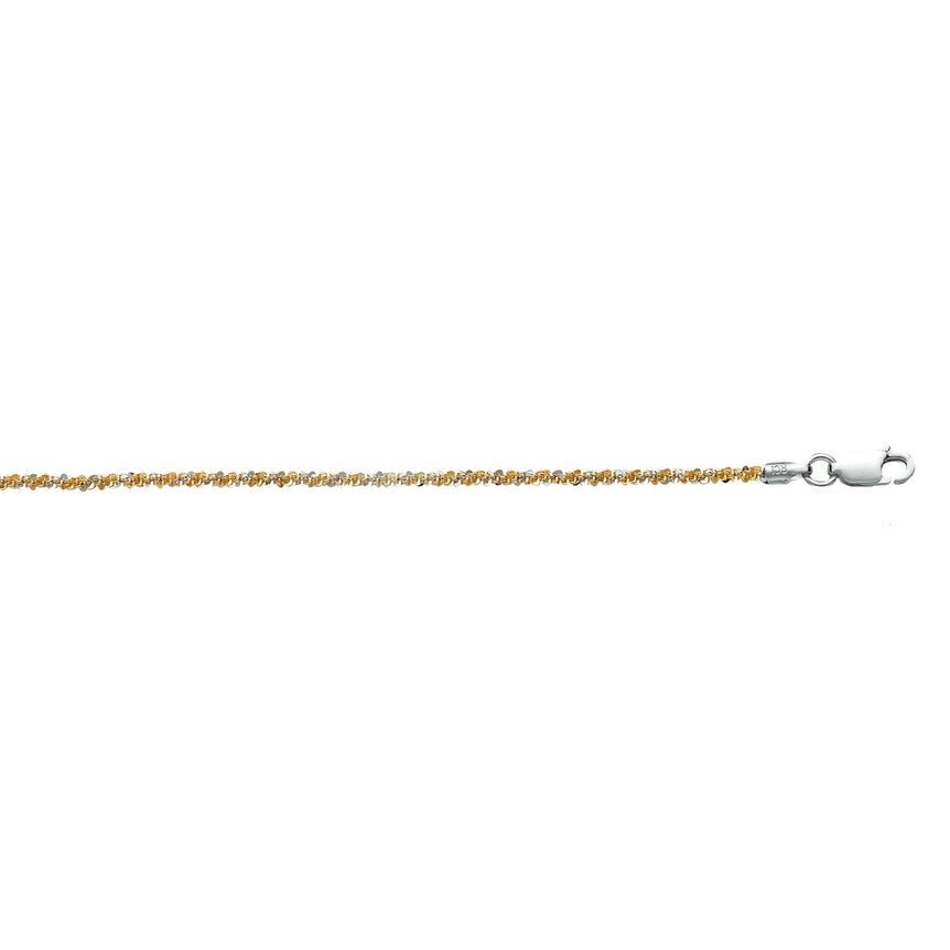 Silver Two-tone Sparkle Chain Anklet-Yellow | Lobster
