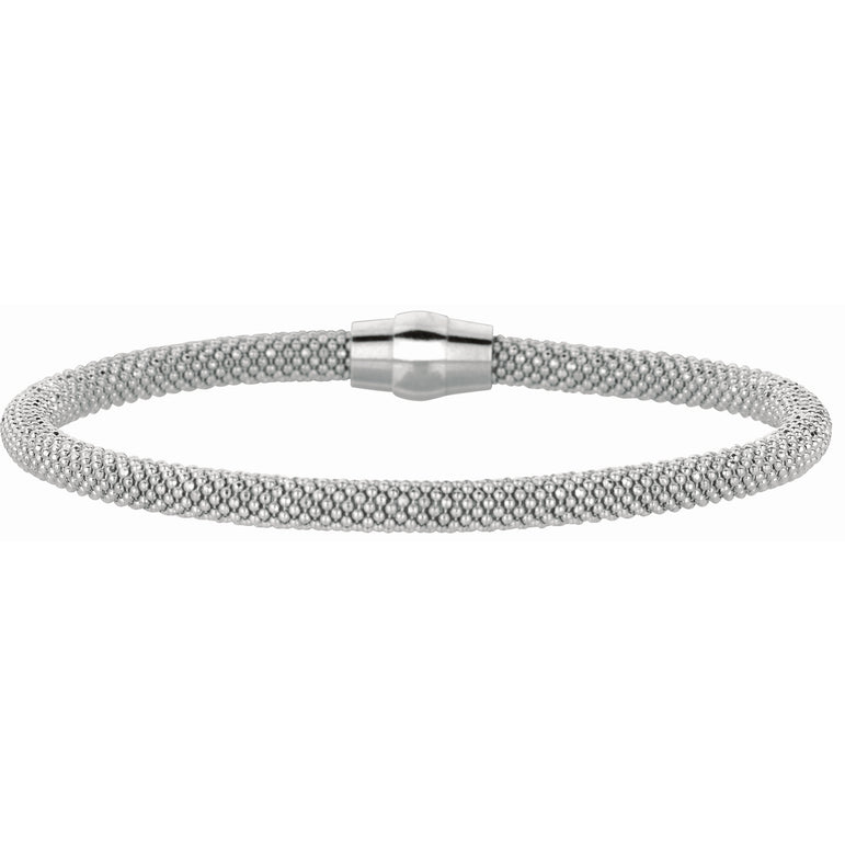 Silver Magnetic Clasp Popcorn Bangle-White | Magnetic