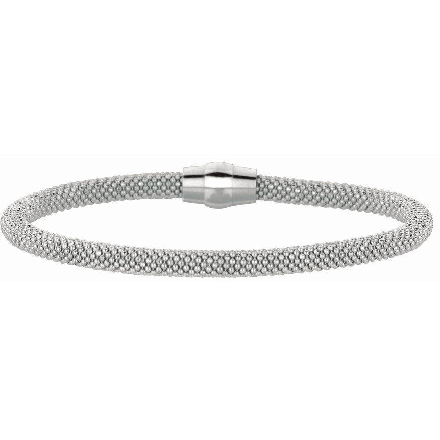 Silver Magnetic Clasp Popcorn Bangle-White | Magnetic