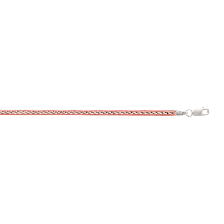 Silver Two-tone Snake Chain Inspired Anklet-Rose | Lobster