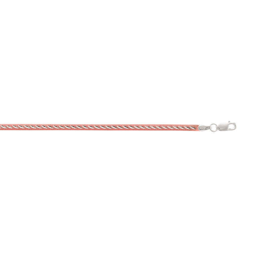 Silver Two-tone Snake Chain Inspired Anklet-Rose | Lobster