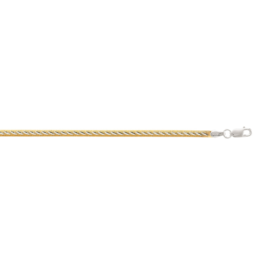 Silver Two-tone Snake Chain Inspired Anklet-Yellow | Lobster