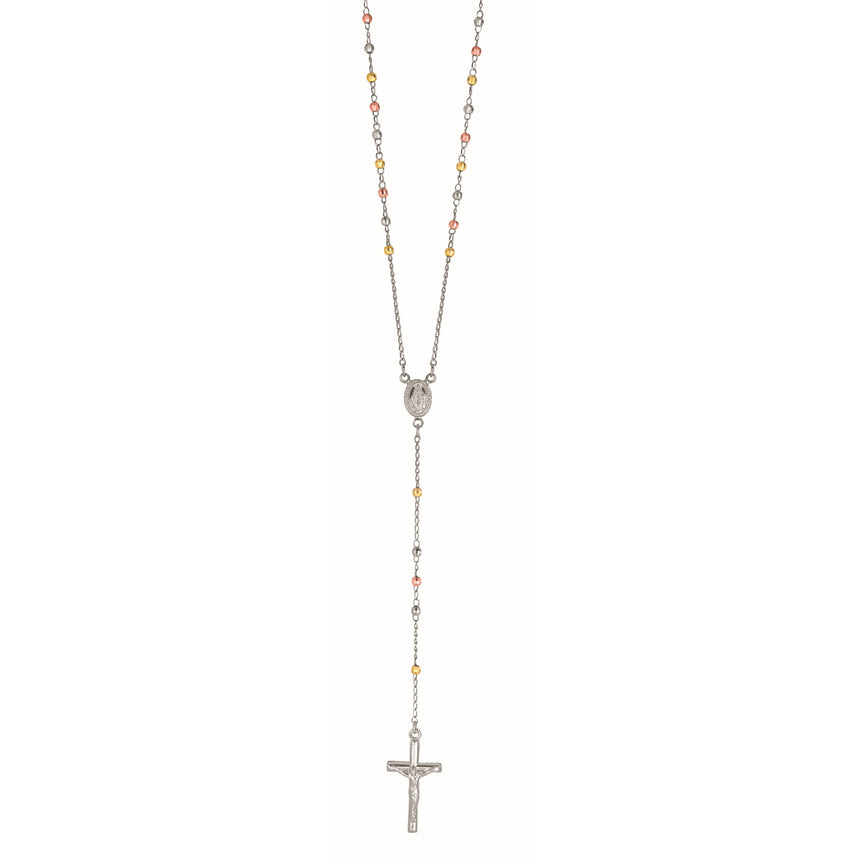 Silver Tri-color Rosary Necklace-Tri-color | Spring Ring