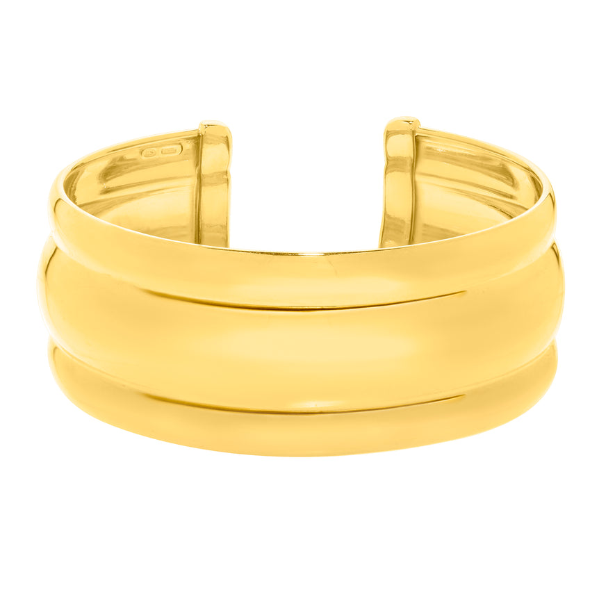 Silver Plated Bold Ribbed Cuff-Yellow (Gold Plated)