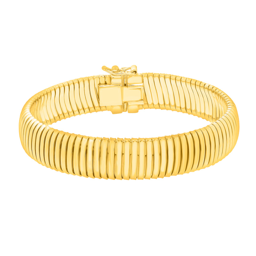 Silver Plated Tubogas 7" 12mm Bracelet-Yellow (Gold Plated) | Box