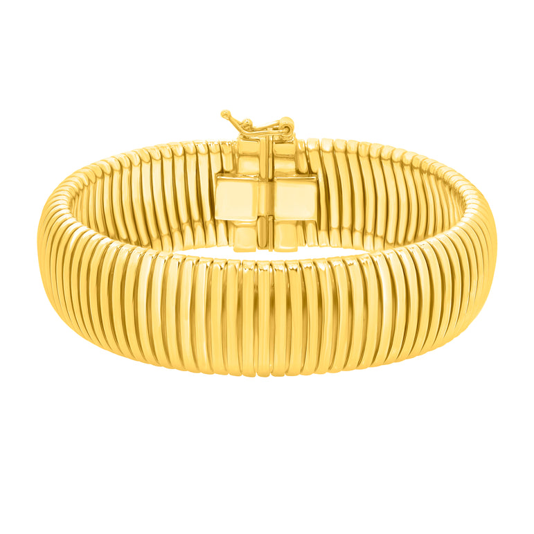 Silver Plated Tubogas 7.25" 16mm Bracelet-Yellow (Gold Plated) | Box