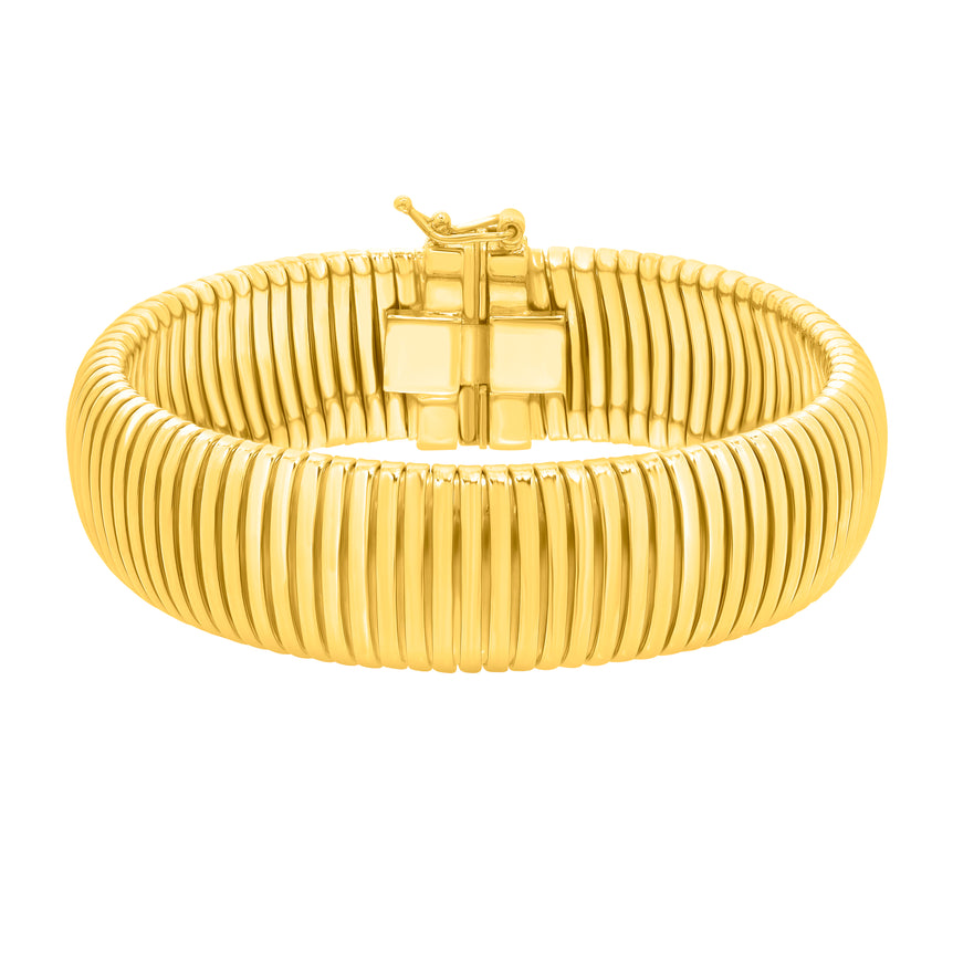 Silver Plated Tubogas 7.25" 16mm Bracelet-Yellow (Gold Plated) | Box