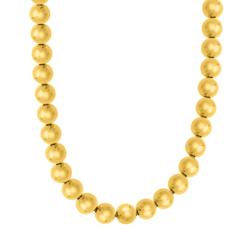 Silver Plated Bold Bead Necklace-Yellow (Gold Plated) | Pear Shaped Lobster