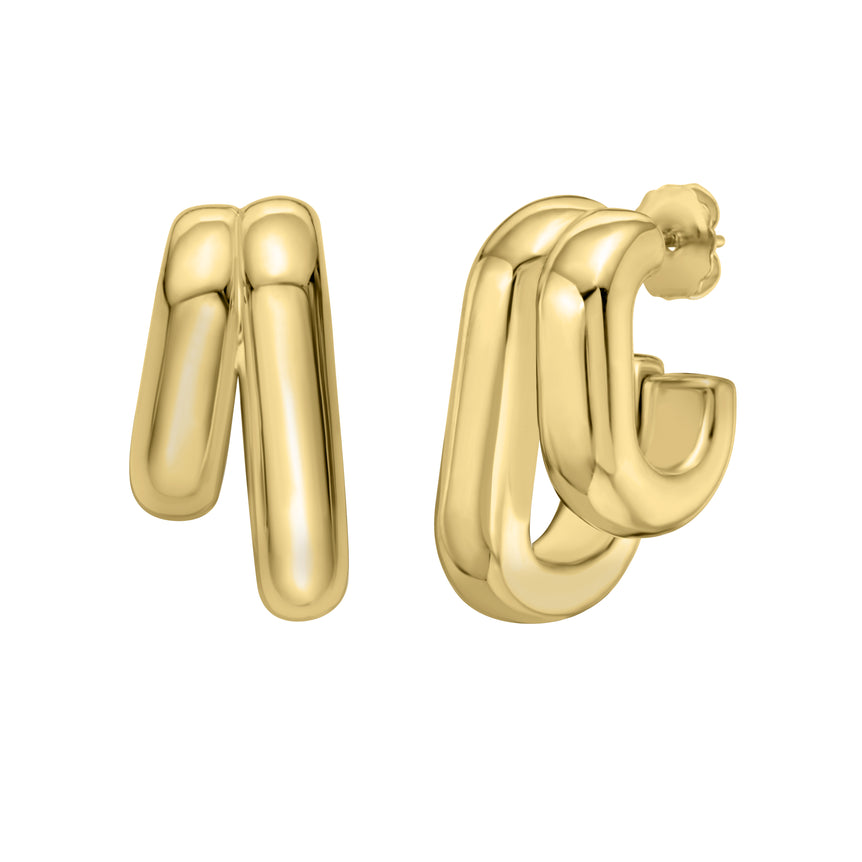 Gold Over Silver Biggie Smalls Paperclip Hoops-Yellow | Push Back