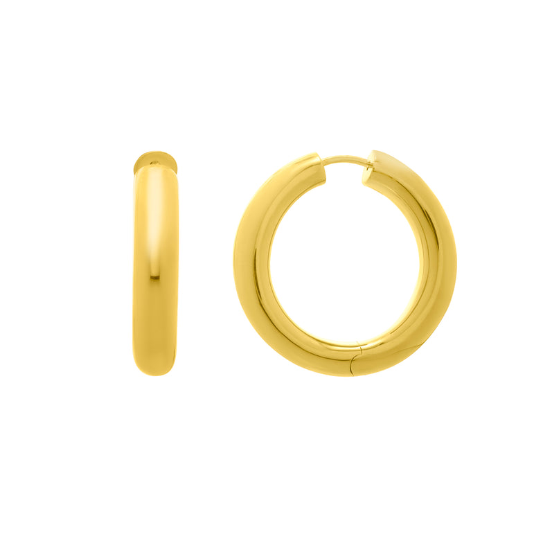 Silver Plated Round Snap Clasp Hoops-Yellow (Gold Plated) | Snap
