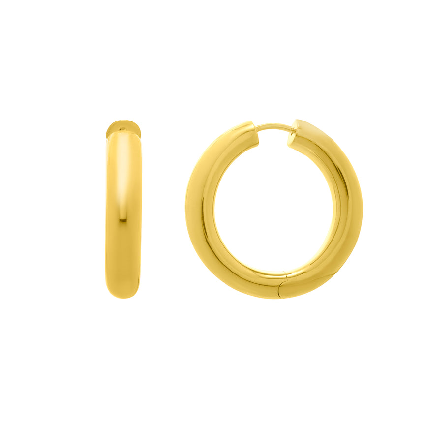 Silver Plated Round Snap Clasp Hoops-Yellow (Gold Plated) | Snap