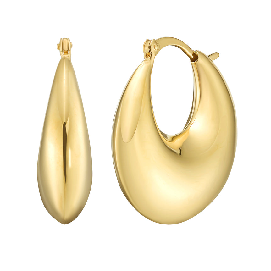 Gold Over Silver Sculptural Crescent Hoops -Yellow | Hinged